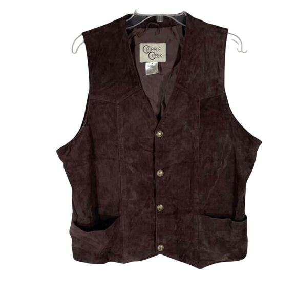Women's M Cripple Creek Burgundy Brown Suede Leather Vest Western Cowboycore - Picture 1 of 5